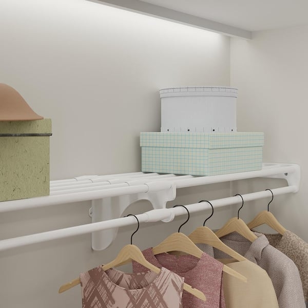 White Closet Organizer featuring Ventilated Multi-Rod Shelf System