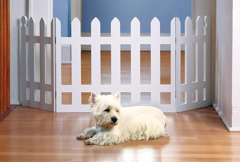 White Picket Pet Gate Folding Freestanding