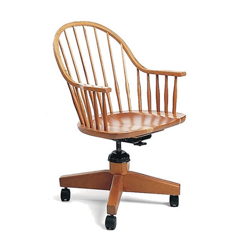 Windsor Office Chair Spindle Back Honey Wood Swivel Base
