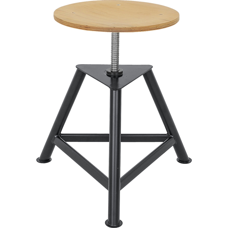 Workshop Stool Threaded Rod Three-Legged Natural Wood Task