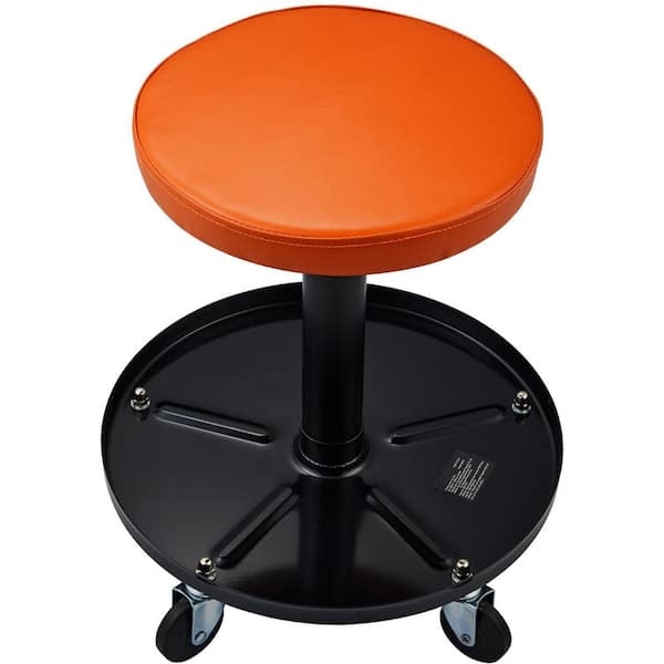 Workshop Stool Vibrant Orange Tool Tray Base Pneumatic
