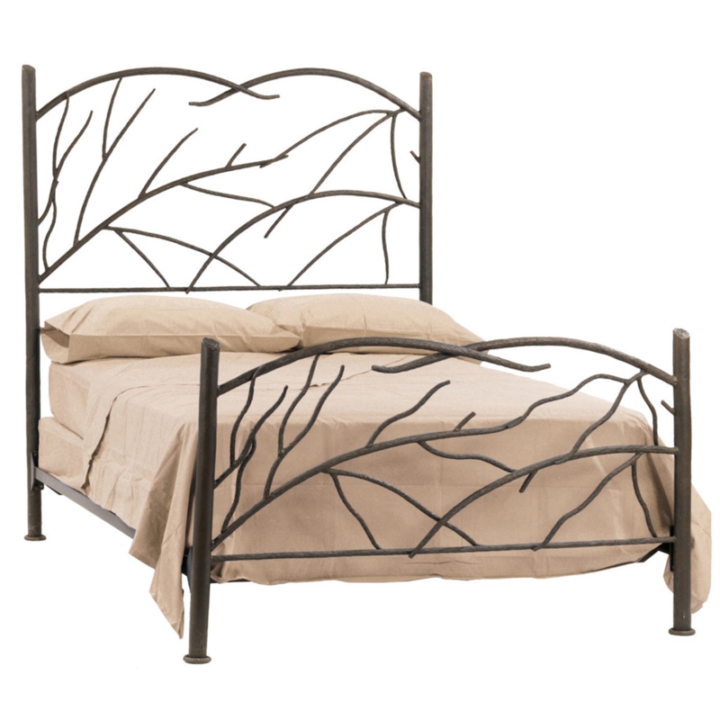 Wrought Iron Bed Hand Forged Branch Detail Rustic Lodge Style