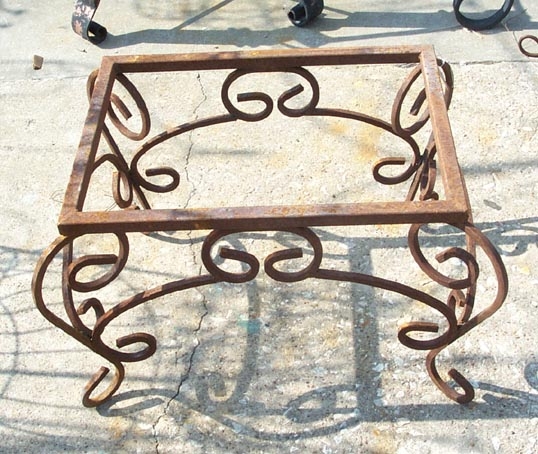 Wrought Iron Coffee Table - Wrought Iron Coffee Table Base w/ Scrolls -  Square, Rust