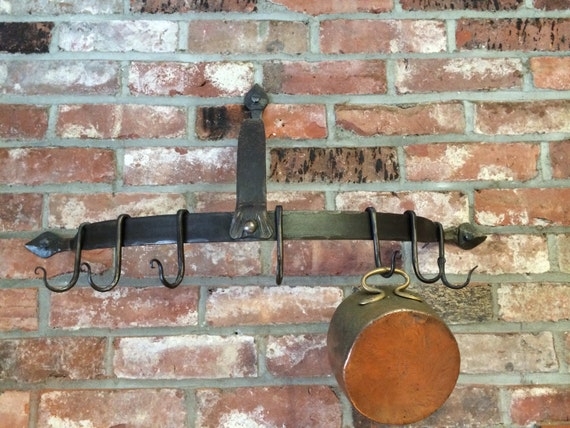 Wrought Iron Pot Rack with Arrowhead Ends