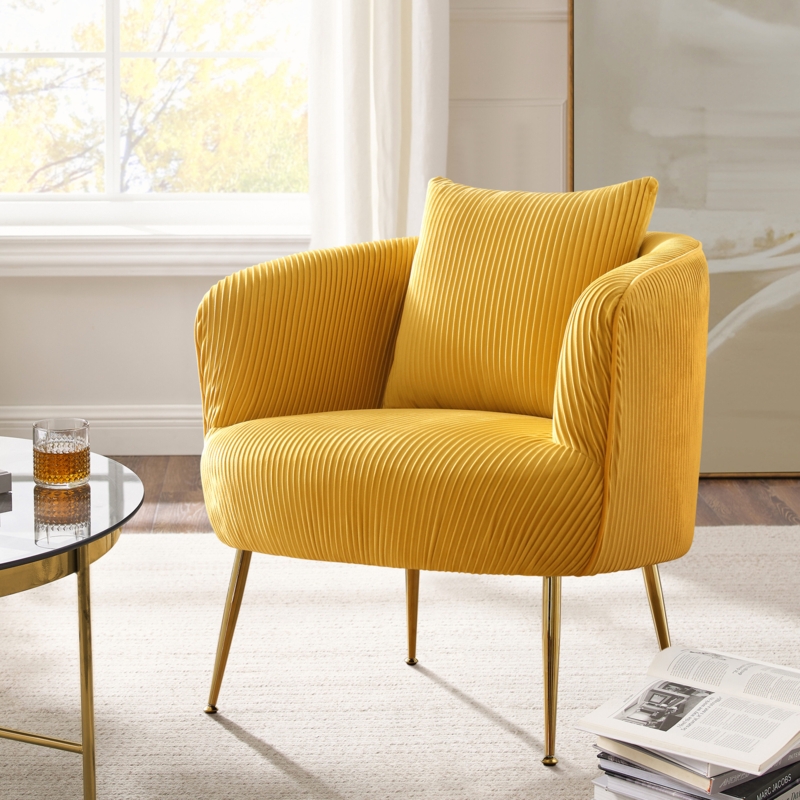 Yellow Fabric Yellow Accent Armchair Wingback Armchair Yellow Accent Chairs  For Living Room Wing Chair
