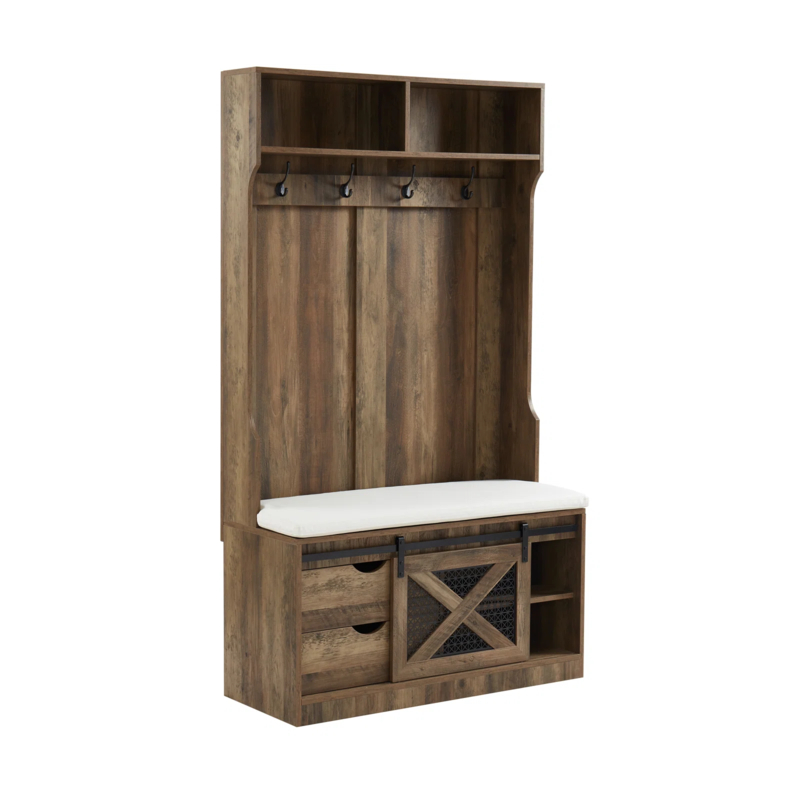 Syndi Hall Tree 40.6'' Wide with Bench and Shoe Storage | Foter