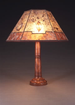 Hand Turned Wooden Table Lamp, Southwestern Lampshade