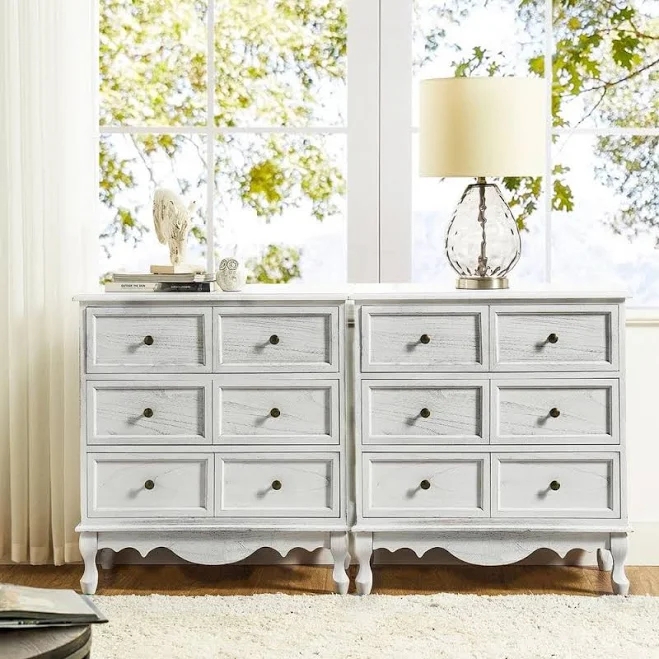Elpenor Farmhouse 30 in. H 3-Drawer Storage Cabinet Nightstand with Adjustable Feet