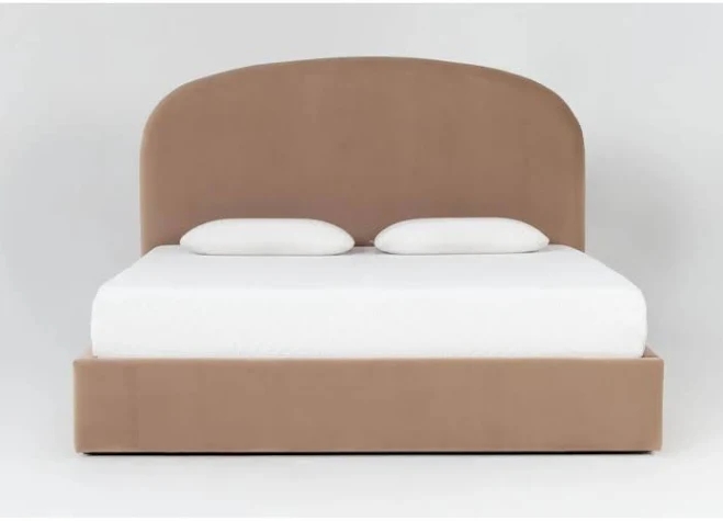 Queen Bed Sets - Gio II Upholstered Arch Panel Brown Velvet 60.23"W x 81.49"D x 54"H at Living Spaces
