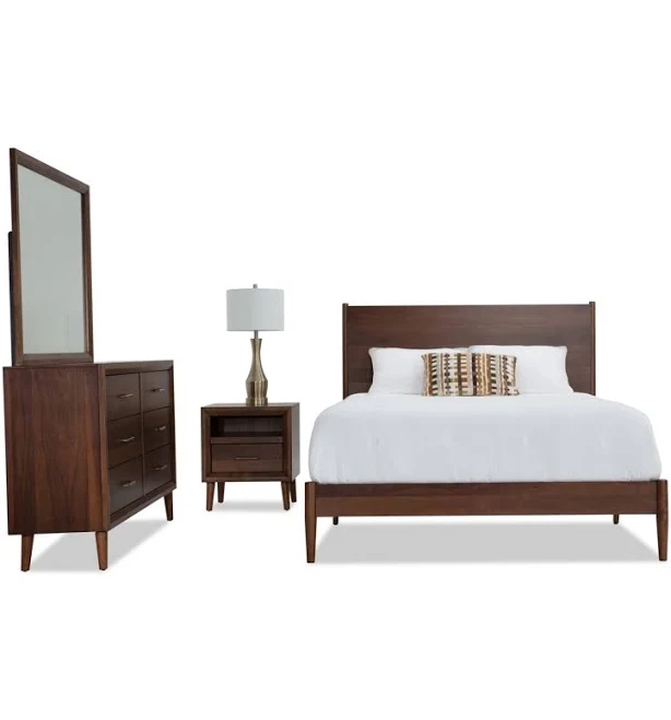 Bob's Discount Furniture Bettie 4 Piece Brown Upholstered Platform Bedroom Set