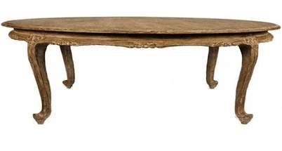 French Dejeuner Coffee Table | Ornate Carvings and Cabriole Legs Oval Coffee Table (54" x 30" x 18")