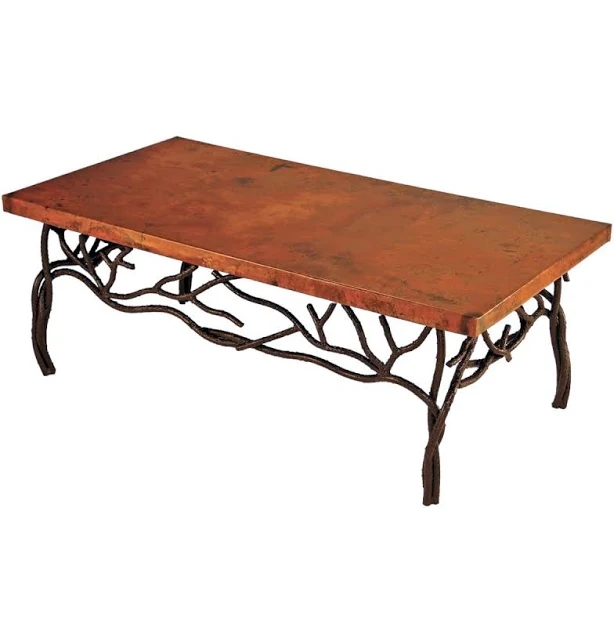 Log Furniture Place 48" Square Twig Hammered Copper Coffee Table