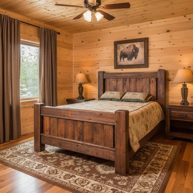 Log Furniture Place Sawmill Haven Panel Rough Sawn Timber Bed