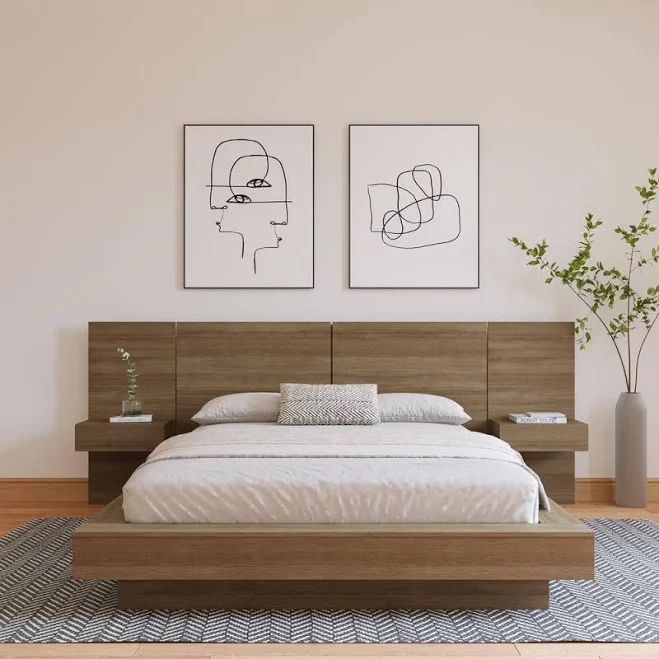 Nexera Napa 4-Piece Platform Bedroom Set with Floating Nightstand