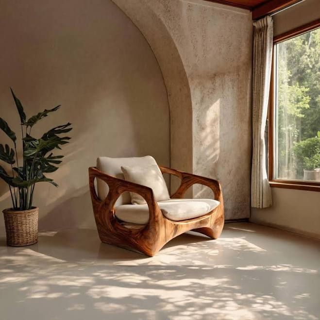 Organic Carved Accent Chair