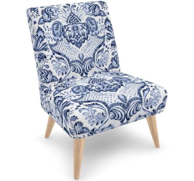Royal Azure Damask Accent Chair