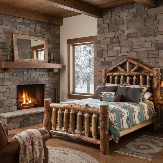 Rustic Aspen Log Cabin Bed