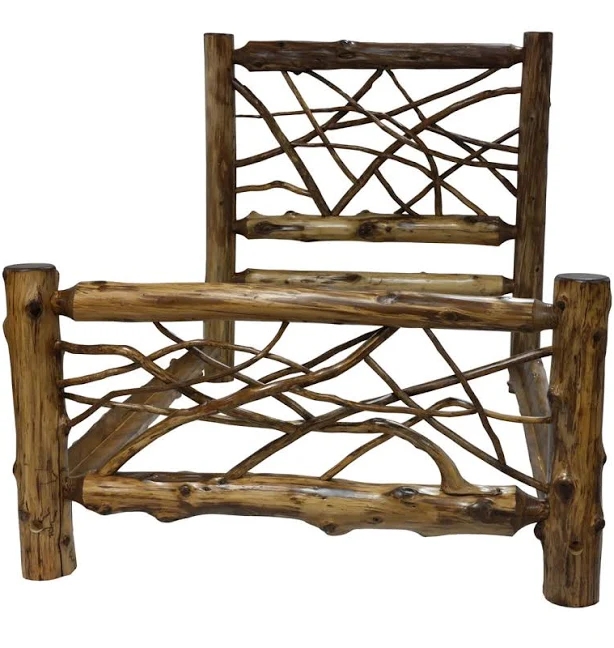 Traditional Cedar Log Solid Wood Spindle Bed Fireside Lodge