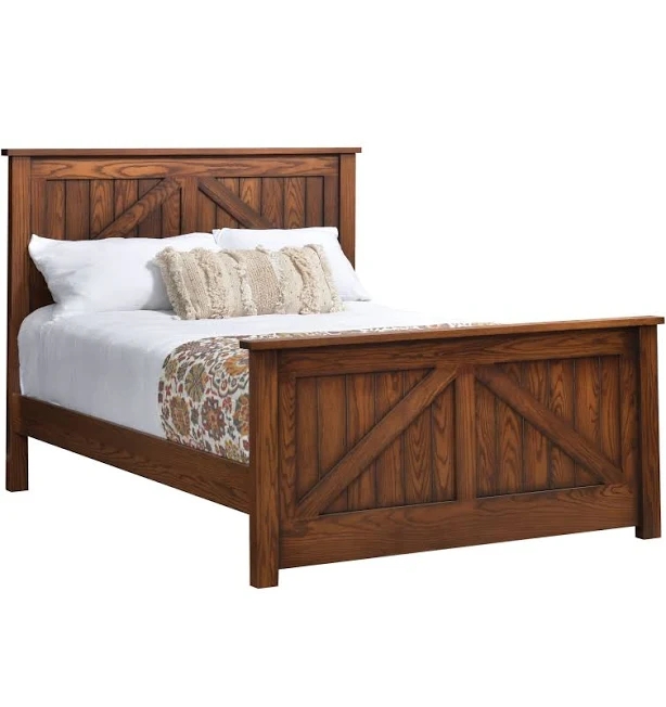 Weaver Craft Mountain Lodge Bed | Amish Made Panel Bed / Queen (65"w x 87"l x 54"h) / Oak / Request Samples