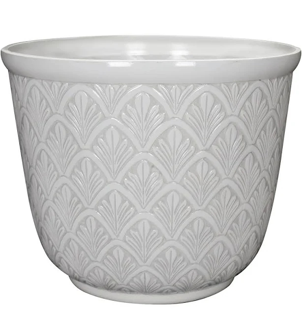 allen + roth Round 19.88-in W x 19.88-in L White Resin Indoor/Outdoor Planter plh7221twi
