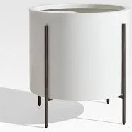 Crate & Barrel Dundee Indoor/Outdoor Low White Planter with Stand
