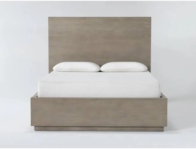 Queen Bed - Pierce Natural Wood Platform | Adjustable Base Compatible Modern 64.75"W x 87.5"D x 56"H at Living Spaces