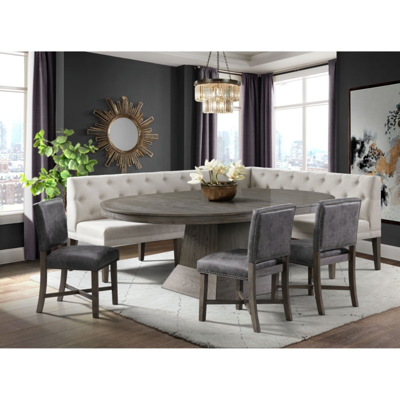 Corner Dining Bench High Back Tufted Cream Banquet Seating
