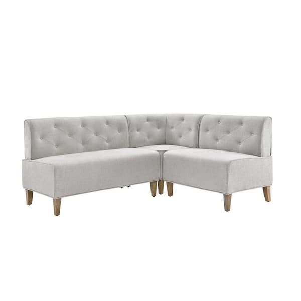 Dining Bench Corner Nook Light Gray Diamond Tufted Transitional