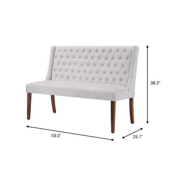 Dining Bench Wingback Biscuit Beige Tufted 53 Inch Width