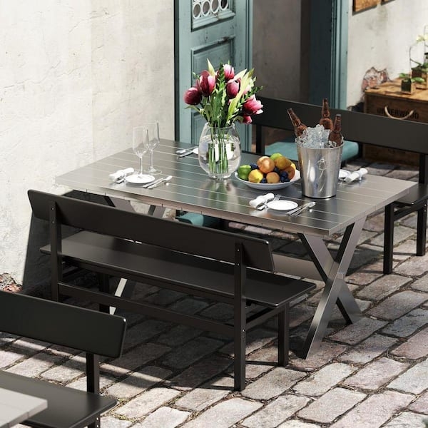 Dining Bench with Backrest 47 Inch Length Matte Finish
