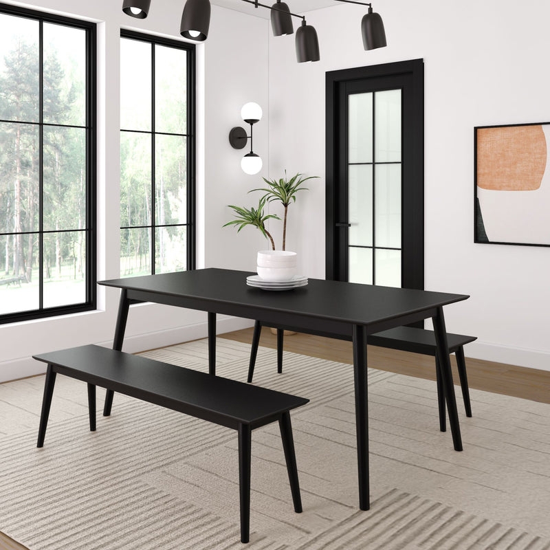 Dining Set Mid-Century Modern Tapered Legs Matte Black