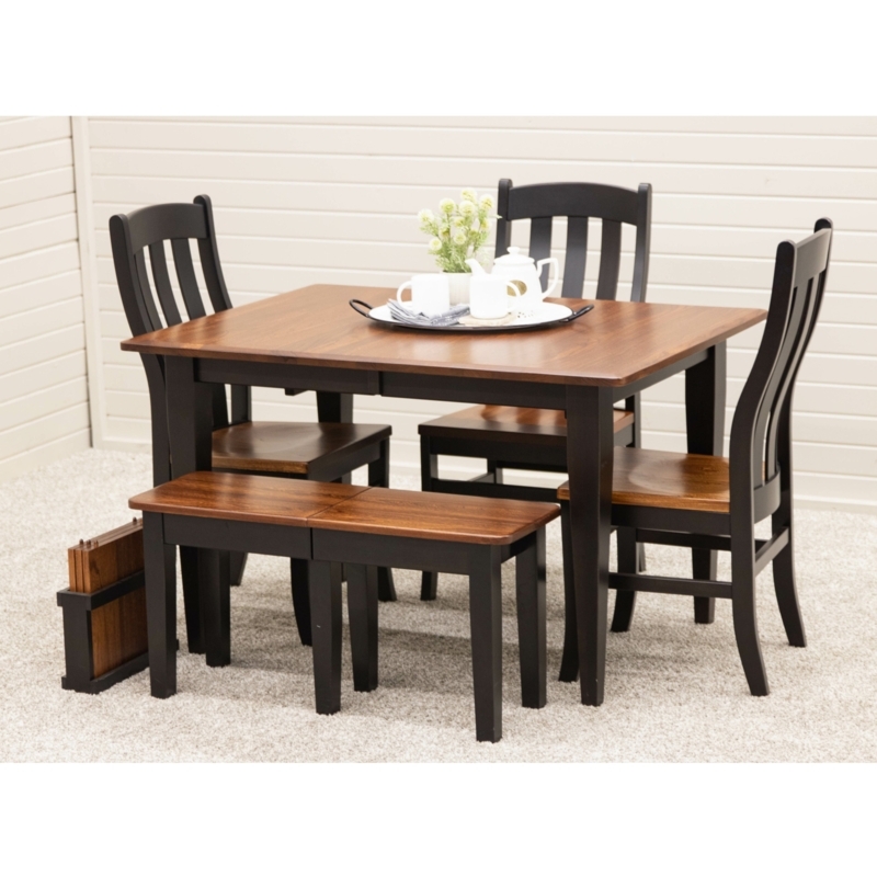 Dining Set Two-Tone Finish Extendable Bench Shaker Style