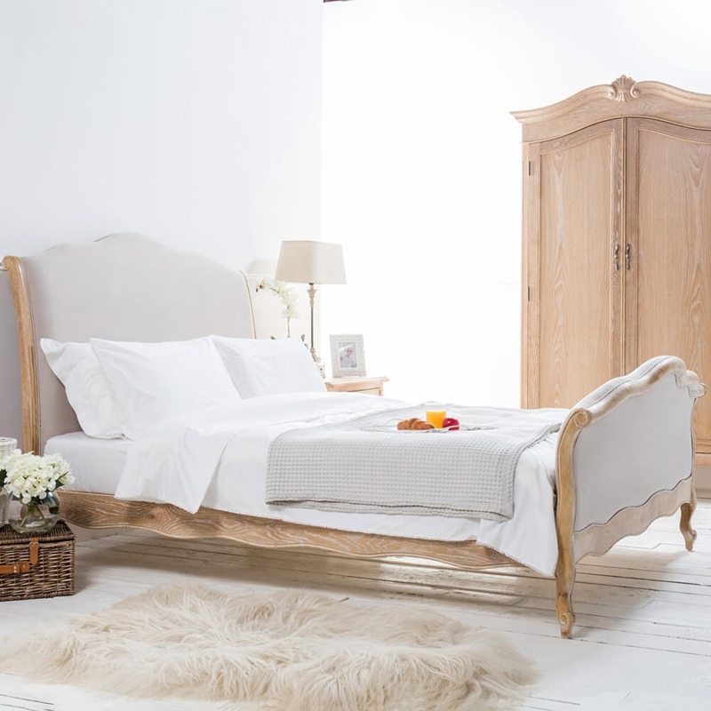 5ft French Limed Oak Curved King Size Bed | Grosvenor Furniture