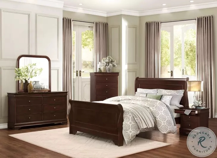 Abbeville Brown Cherry King Sleigh Bed