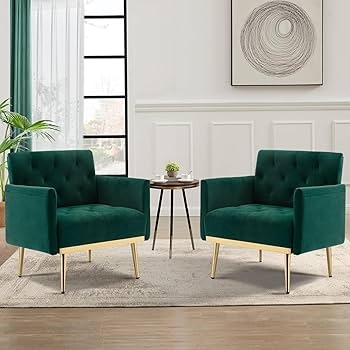Accent Chair, All-Over Tufted Velvet, Gold Tapered Legs