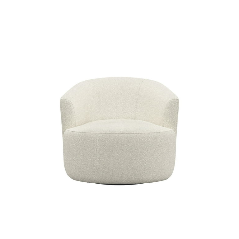 Accent Chair: Armless Nubby Fabric Swivel Barrel Lounge