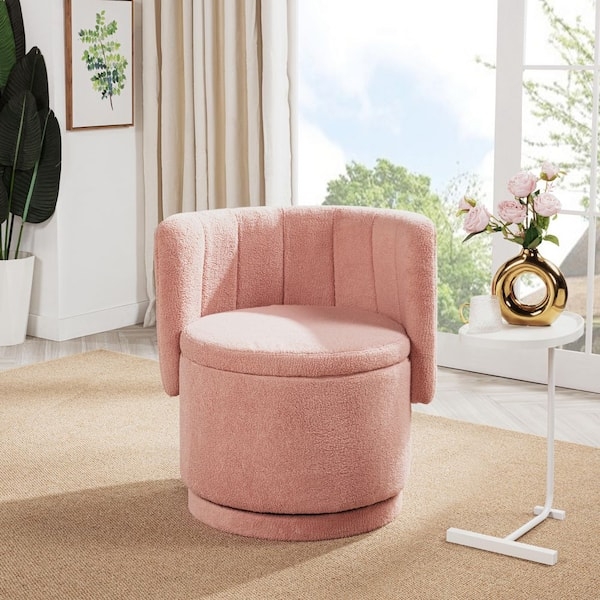 Accent Chair Boucle Fabric Hidden Storage Channel Tufted Modern