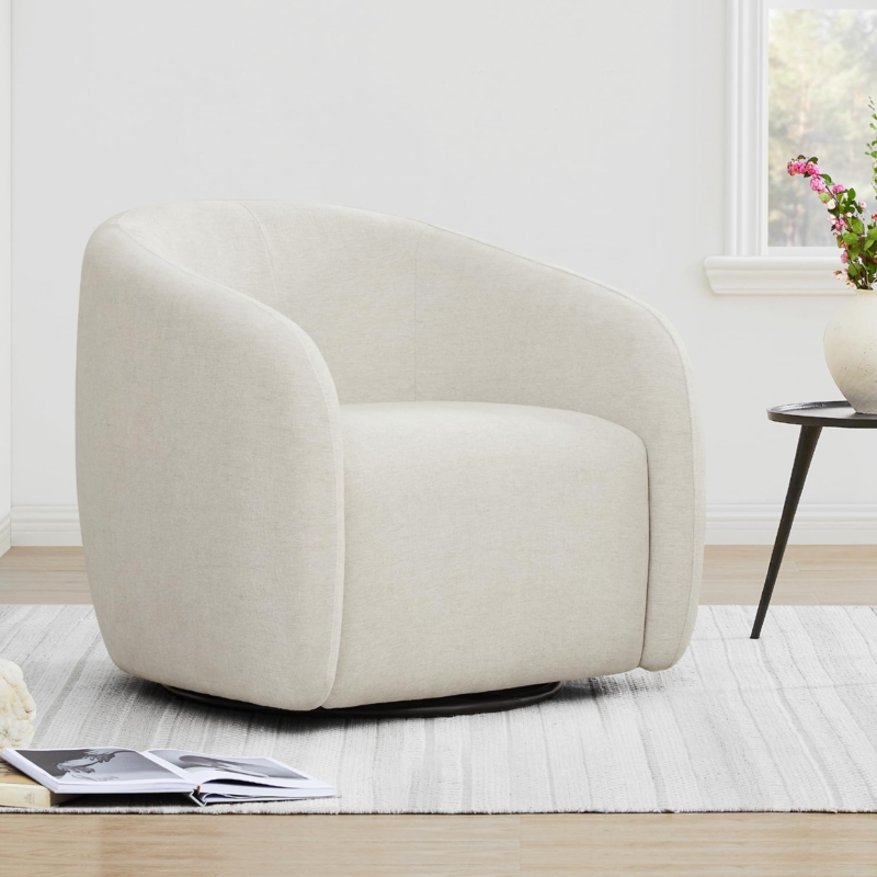 Accent Chair: Curved Back Swivel with Matte Black Base