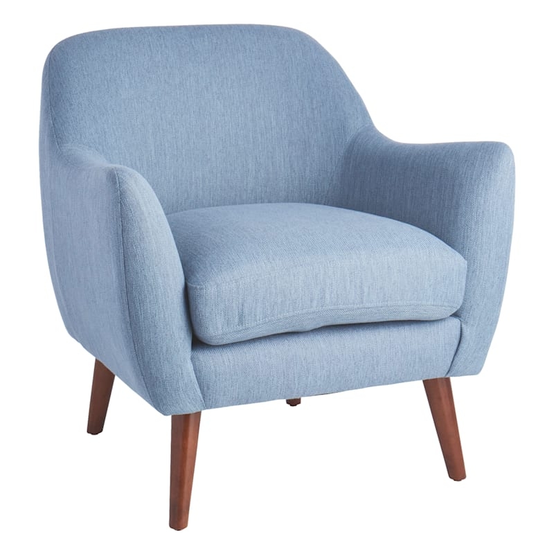 Accent Chair, Curved Silhouette Mid Century Arm Chair in Dusty Blue