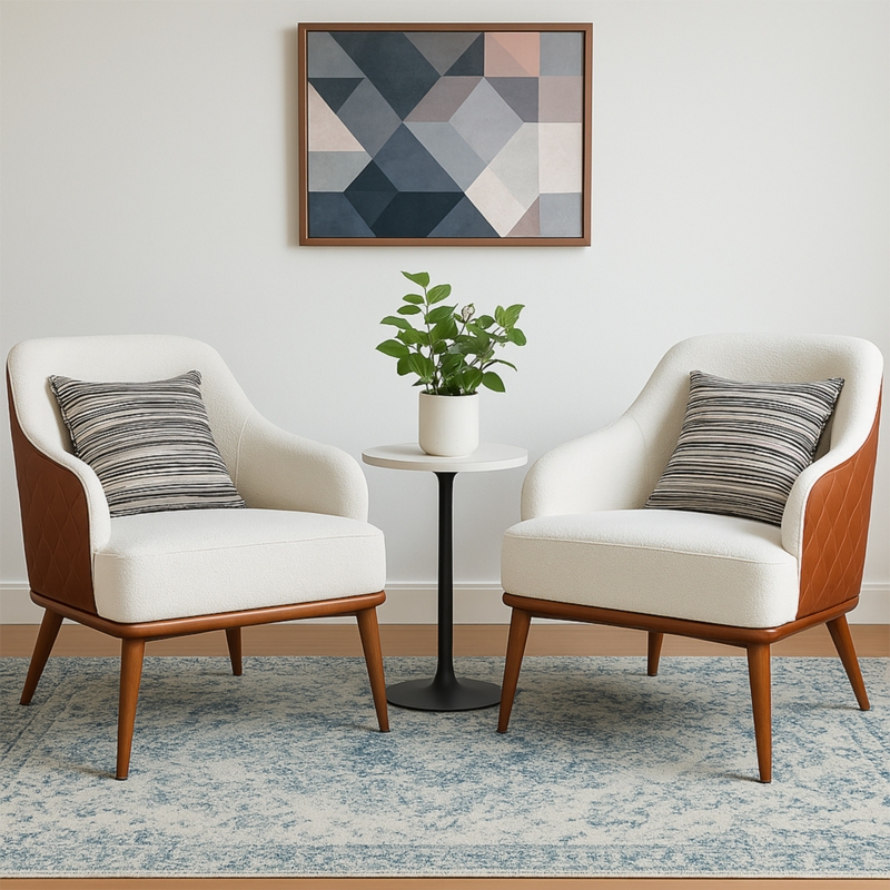 Accent Chair Dual Tone Upholstered Lounge Seating Splayed Legs