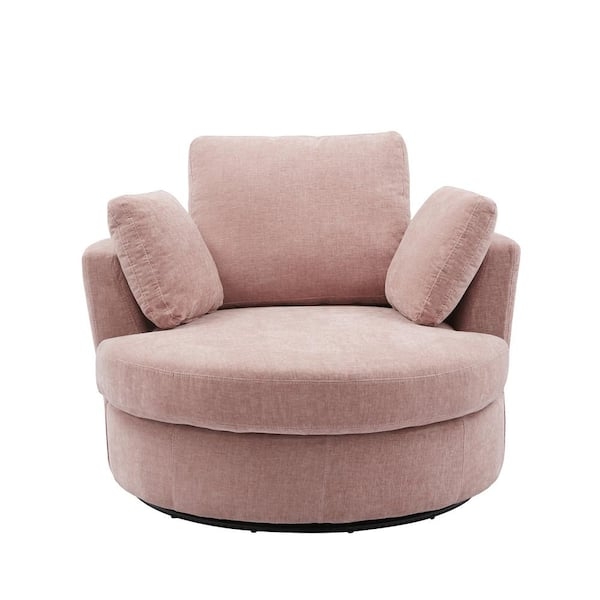 Accent Chair Dusty Pink Velvet Loose Back Cushion Transitional