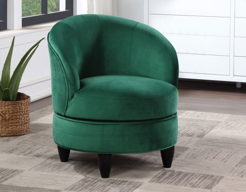 Accent Chair, Emerald Swivel, Vertical Channel Tufted