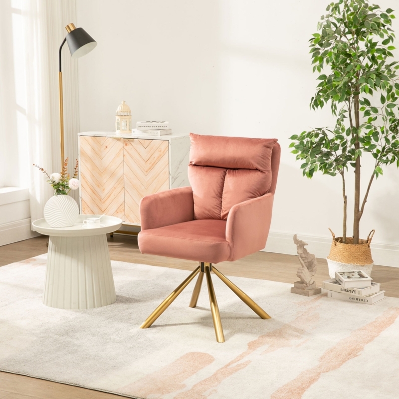 Accent Chair High Back Pillow Top Velvet Gold Splayed Legs