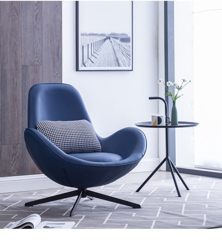 Accent Chair Orange Tan Leather Like Four Star Base Contemporary