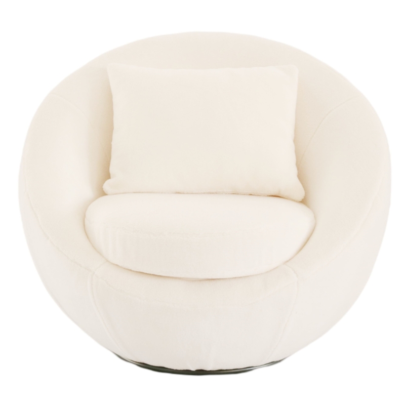Accent Chair Rounded Silhouette Boucle Swivel Removable Pillow Orb