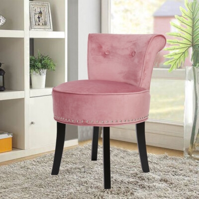 Accent Chair Scrolled Tufted Back Silver Nailhead Trim Rose