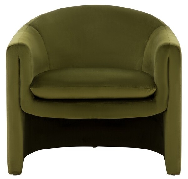 Accent Chair, Sculptural Olive Velvet, Arched Base