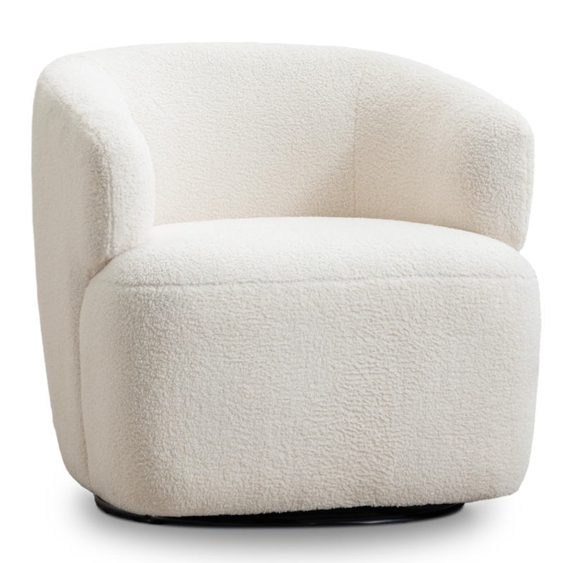 Accent Chair: Sherpa Texture Swivel Barrel for Nursery