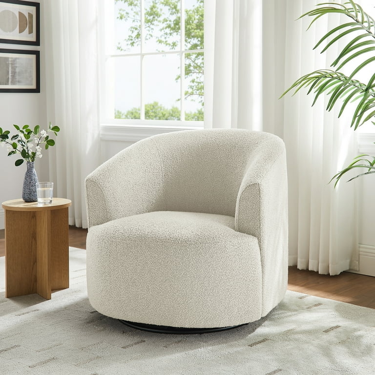 Accent Chair Swivel Base Boucle Fabric Reading Nook