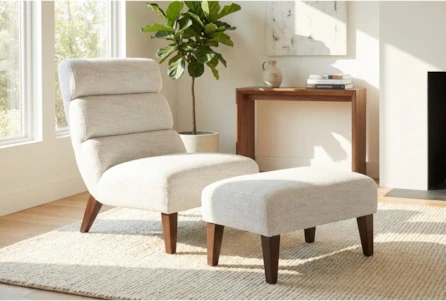 Accent Chair Tiered Backrest Armless Design Contemporary Linen Look